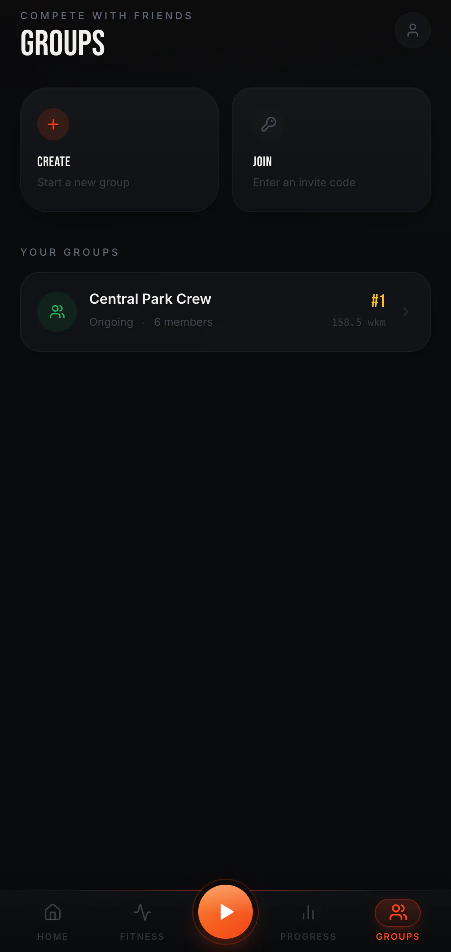 Raptor Run Groups screen showing a fictional demo group
