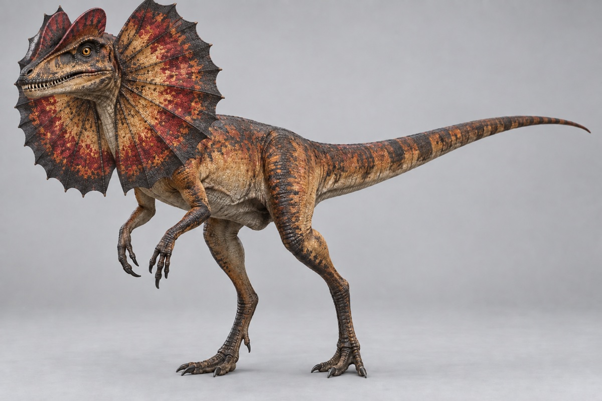 3D artwork of Dilophosaurus
