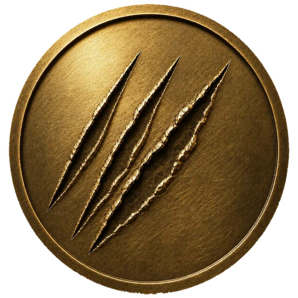 Gold III medal with three claw marks